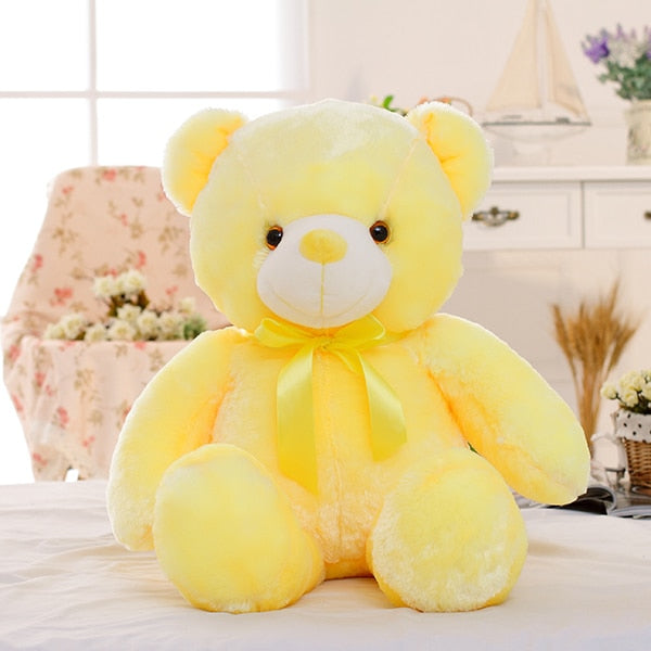 50cm Creative Light Up LED Teddy Bear Stuffed Animals Plush Toy Colorful Glowing   Christmas Gift for Kids Pillow