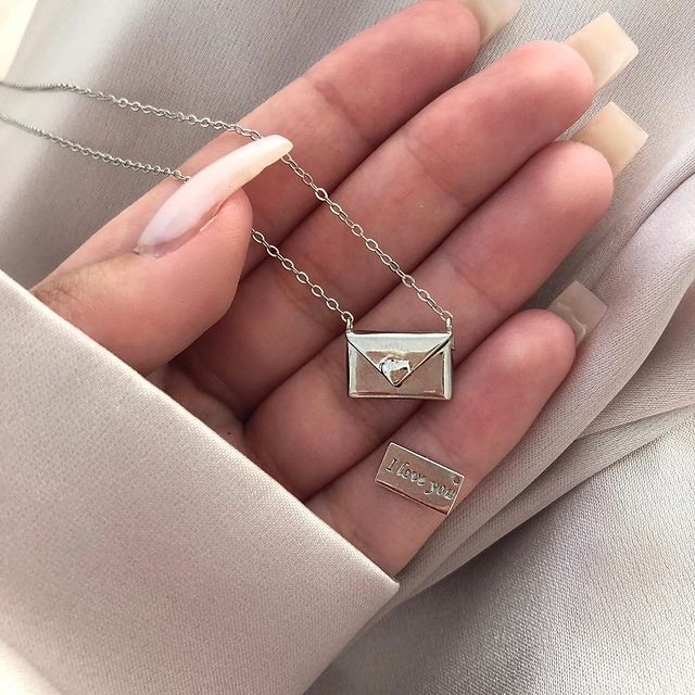 New Trendy Envelop Love Letter Silver Necklace